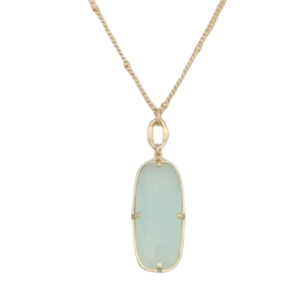 Long Champagne Oval Pendant Necklace - Picture 2 of 2
